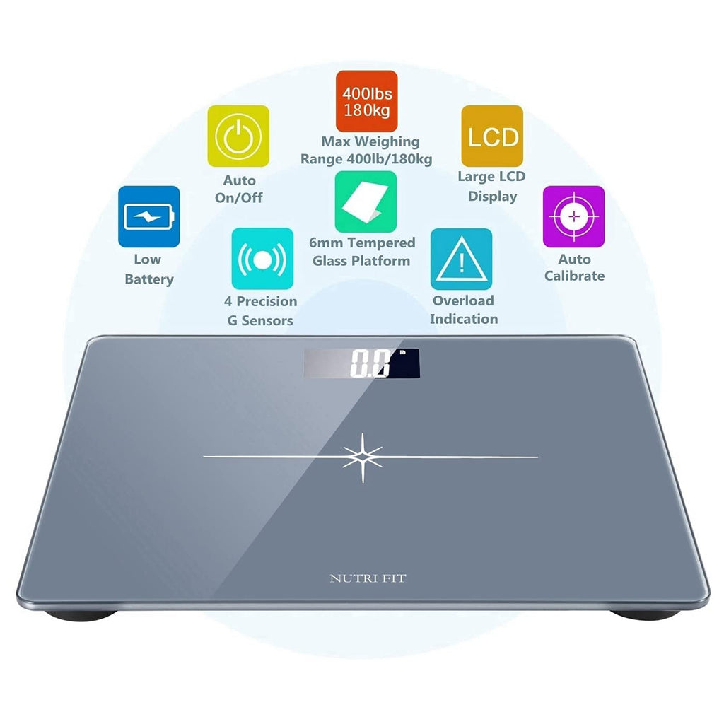 Ultra-Wide  Bathroom Scale Digital High Accuracy Body Weight Scanner with Easy-To-Read Backlit LCD, 400 Pounds Ultimate Grey