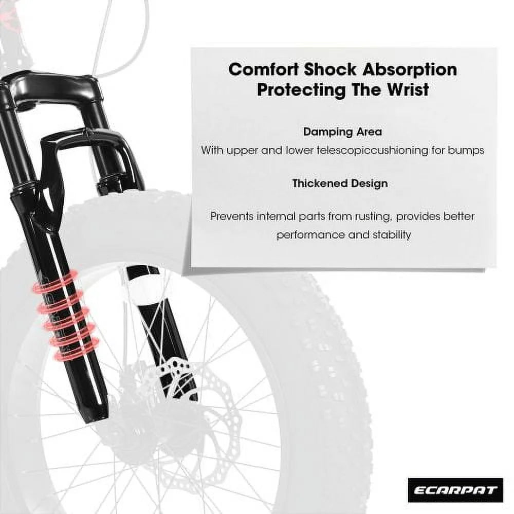 20 Inch Wheels Mountain Bike,4" Wide Fat Tire Snow Bike for Women and Men ,7 Speed Bicycles, Red