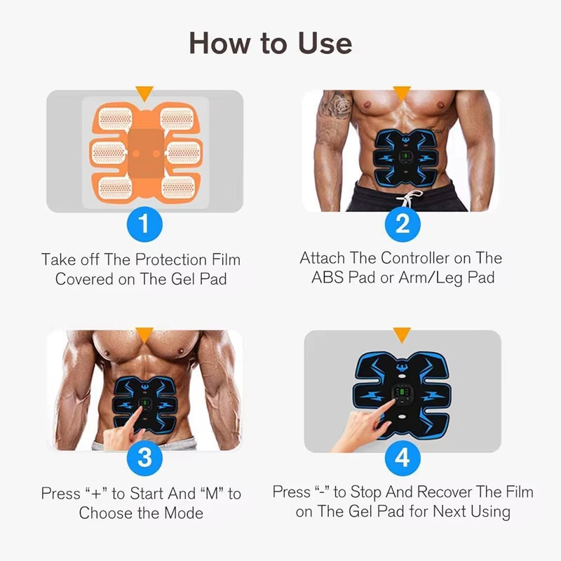 Abdominal Muscle Stimulator EMS ABS Trainer Electrostimulation Muscles Toner Home Gym Fitness Equipment USB Recharge Dropship