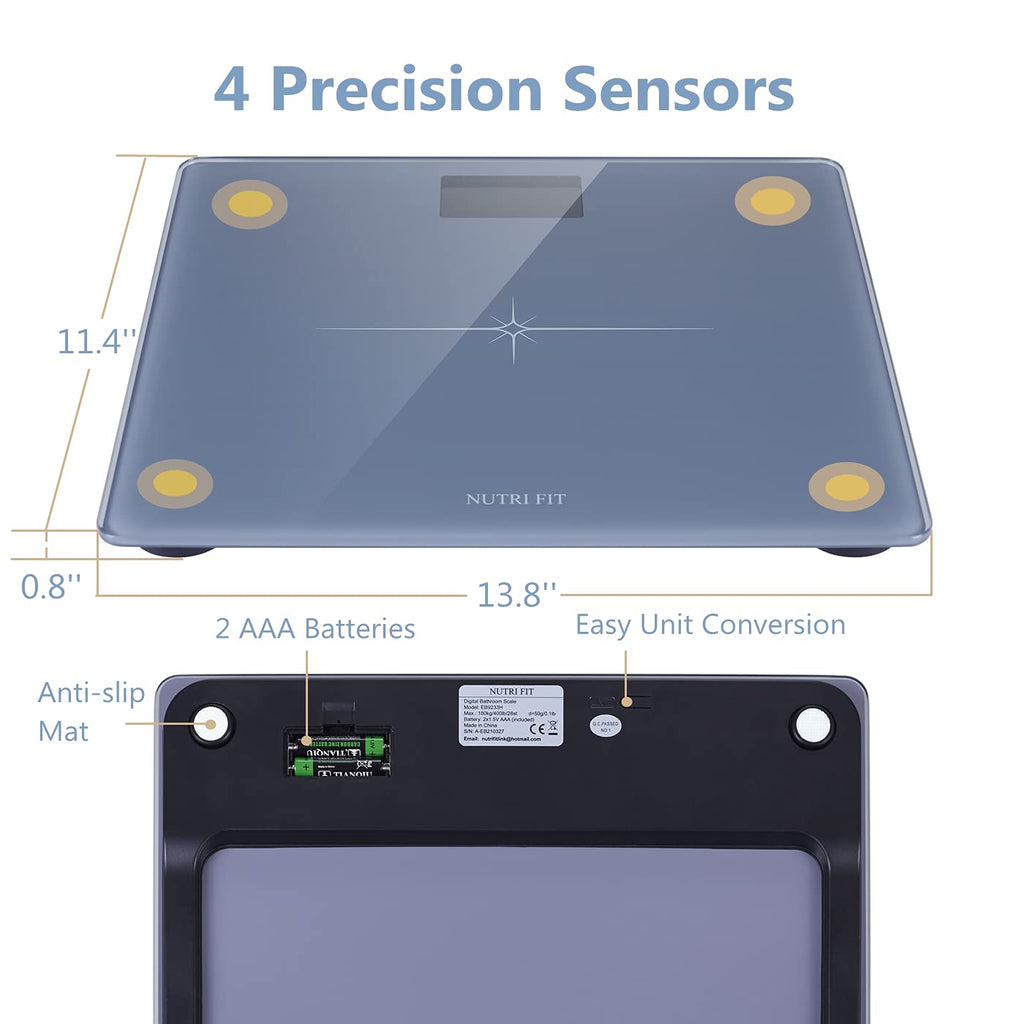 Ultra-Wide  Bathroom Scale Digital High Accuracy Body Weight Scanner with Easy-To-Read Backlit LCD, 400 Pounds Ultimate Grey