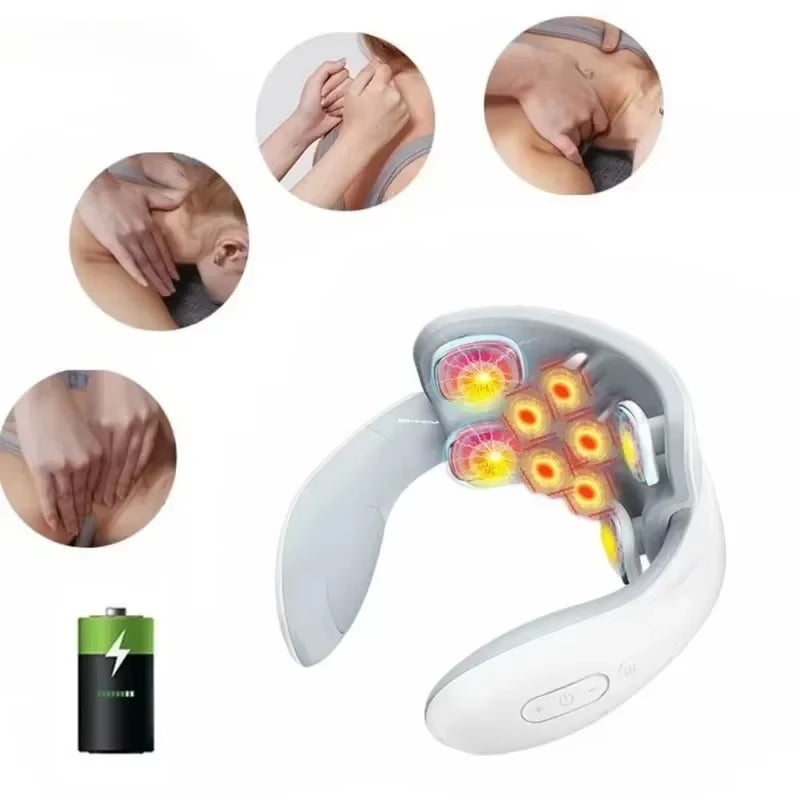Smart Neck and Back Massager Device Shoulder Neck Massage Cervical Vertebra Vibrator Heating Relieve Pain Muscle Care