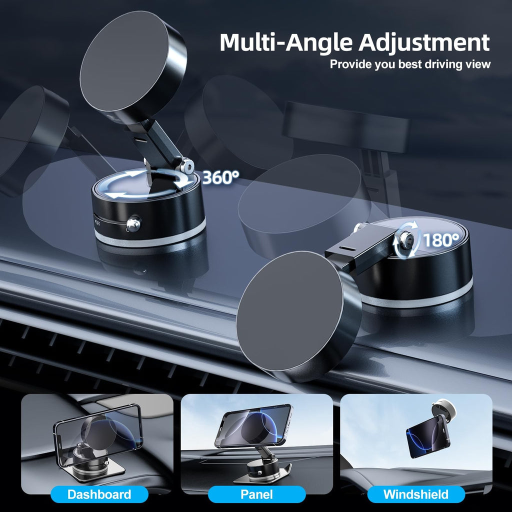 Vacuum Magnetic Phone Holder for Car, Upgraded 360°Suction Cup Phone Mount Fo...
