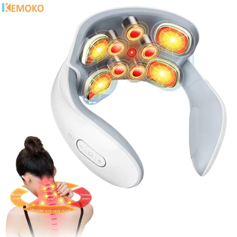 Smart Neck and Back Massager Device Shoulder Neck Massage Cervical Vertebra Vibrator Heating Relieve Pain Muscle Care