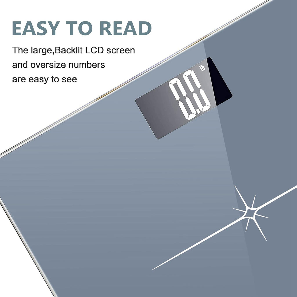 Ultra-Wide  Bathroom Scale Digital High Accuracy Body Weight Scanner with Easy-To-Read Backlit LCD, 400 Pounds Ultimate Grey